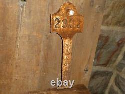 Rare Antique Old Reflective Marble Cat Eye Cast Iron House Number Sign Vintage