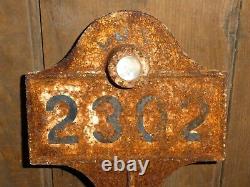 Rare Antique Old Reflective Marble Cat Eye Cast Iron House Number Sign Vintage