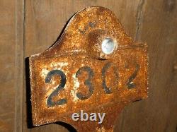 Rare Antique Old Reflective Marble Cat Eye Cast Iron House Number Sign Vintage
