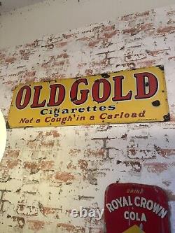 Rare! Antique Original 1930's OLD GOLD Cigarettes Porcelain Enamel Sign