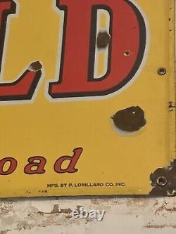 Rare! Antique Original 1930's OLD GOLD Cigarettes Porcelain Enamel Sign