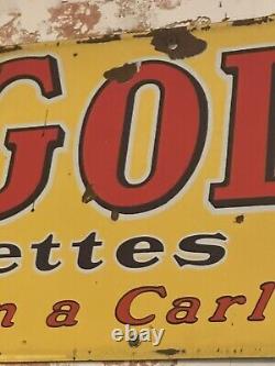 Rare! Antique Original 1930's OLD GOLD Cigarettes Porcelain Enamel Sign