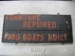 Rare Antique Primitive Wood Trade Sign Pond Boats Original Old Paint Aafa