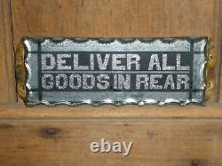 Rare Classic Old Original Deliver Goods Reverse Glass Store Sign Vintage Antique