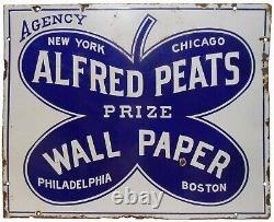 Rare Early 20th C Alfred Peats Prize Wall Paper Porcelain Metal Advertising Sign