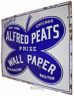 Rare Early 20th C Alfred Peats Prize Wall Paper Porcelain Metal Advertising Sign