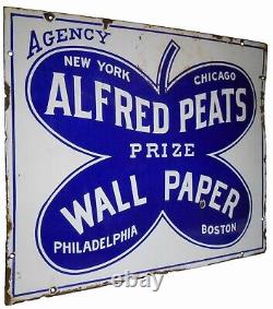 Rare Early 20th C Alfred Peats Prize Wall Paper Porcelain Metal Advertising Sign