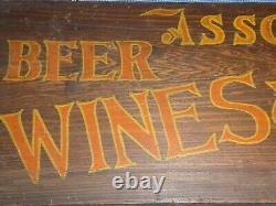 Rare Early Old Original Wines Liquor Beer Ales Wood Trade Sign Vintage Antique