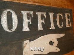 Rare Early Old Original'office' Pointing Finger Wood Trade Sign Vintage Antique