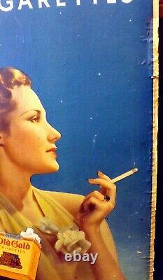 Rare Large Old Gold Cigarettes Original Antique Cardboard Lobby Ad Sign