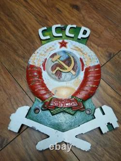 Rare! Old Coat of Arms USSR Railway Sign 1940s Locomotive Antique Emblem Russian