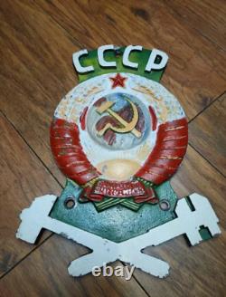 Rare! Old Coat of Arms USSR Railway Sign 1940s Locomotive Antique Emblem Russian