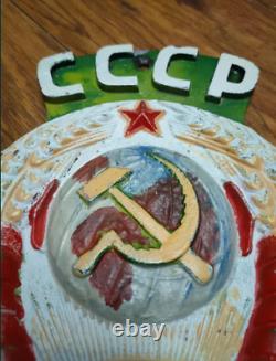 Rare! Old Coat of Arms USSR Railway Sign 1940s Locomotive Antique Emblem Russian
