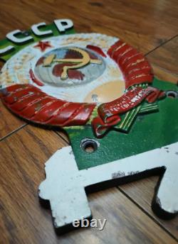 Rare! Old Coat of Arms USSR Railway Sign 1940s Locomotive Antique Emblem Russian