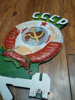 Rare! Old Coat of Arms USSR Railway Sign 1940s Locomotive Antique Emblem Russian