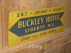 Rare Old Original Buckley Hotel, Liberty N. Y. Metal Arrow Sign Vintage Antique
