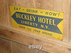 Rare Old Original Buckley Hotel, Liberty N. Y. Metal Arrow Sign Vintage Antique