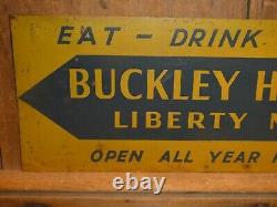 Rare Old Original Buckley Hotel, Liberty N. Y. Metal Arrow Sign Vintage Antique