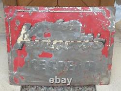 Rare Old Original Eat Kinnetts Ice Cream Embossed Tin Metal Sign Vintage Antique