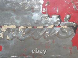 Rare Old Original Eat Kinnetts Ice Cream Embossed Tin Metal Sign Vintage Antique