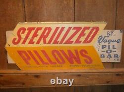 Rare Old Original Sterilized Pillows Vogue Pil-o-bar Hotel Sign Vintage Antique