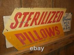 Rare Old Original Sterilized Pillows Vogue Pil-o-bar Hotel Sign Vintage Antique