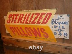 Rare Old Original Sterilized Pillows Vogue Pil-o-bar Hotel Sign Vintage Antique