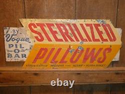 Rare Old Original Sterilized Pillows Vogue Pil-o-bar Hotel Sign Vintage Antique