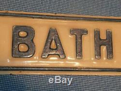 Rare Old Original Tourists Boarding House Bath Metal Sign Vintage Antique Hotel