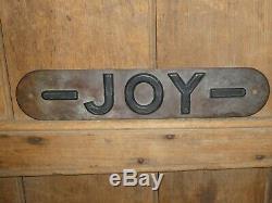 Rare Old Original'joy' Mining Equipment Embossed Brass Sign Vintage Antique