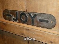 Rare Old Original'joy' Mining Equipment Embossed Brass Sign Vintage Antique