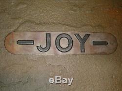 Rare Old Original'joy' Mining Equipment Embossed Brass Sign Vintage Antique