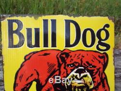 Rare Old Porcelain Bull Dog Tobacco Advertising Vintage Metal Heavy Sign Antique
