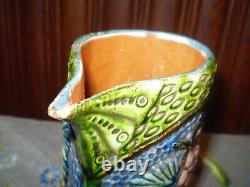 Rare Old Primitive Antique Ceramic Jug GLAZED SIGNED 1