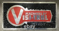 Rare Old antique Vintage Machines By Visitrol Co. Detroit 16x8Scarce Metal Sign