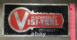 Rare Old antique Vintage Machines By Visitrol Co. Detroit 16x8Scarce Metal Sign