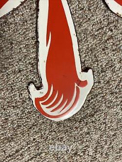 Rare! Original 1953 Mobil Pegasus Sign Petroleum Porcelain Free S/h Antique Old