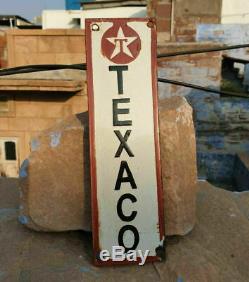 Rare Original Vintage 1930's Old Antique Texaco Oil Porcelain Enamel Sign Board