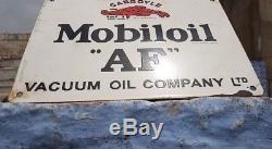 Rare Vintage 1930's Old Antique Mobil Oil AF Adv. Porcelain Enamel Sign Board