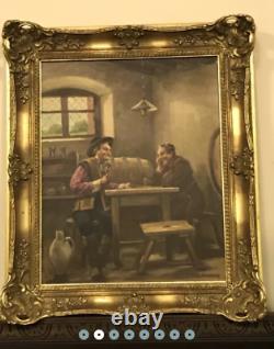 Rare! Vintage Antique Rare Original Canvas Old Oil painting wood Germany Signed