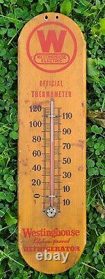 Rare Vintage Antique Wood Advertising Thermometer Westinghouse Sign Old Gas Oil