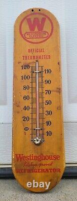 Rare Vintage Antique Wood Advertising Thermometer Westinghouse Sign Old Gas Oil