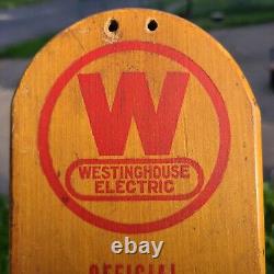 Rare Vintage Antique Wood Advertising Thermometer Westinghouse Sign Old Gas Oil