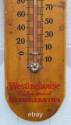 Rare Vintage Antique Wood Advertising Thermometer Westinghouse Sign Old Gas Oil