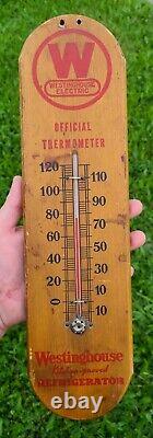 Rare Vintage Antique Wood Advertising Thermometer Westinghouse Sign Old Gas Oil