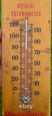Rare Vintage Antique Wood Advertising Thermometer Westinghouse Sign Old Gas Oil