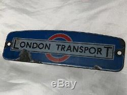 Rare Vintage Old 20th Century London Transport Logo Enamel Wall Advertising Sign