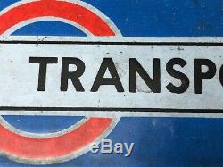 Rare Vintage Old 20th Century London Transport Logo Enamel Wall Advertising Sign