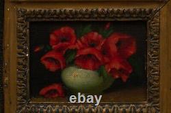 Really OLD 1800s Oil Painting On Wood Still Life Antique Art Gilt Carved Frame