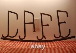 Reduced A+++ Heavy Antique French Iron Cafe Sign Art Deco Old Paint